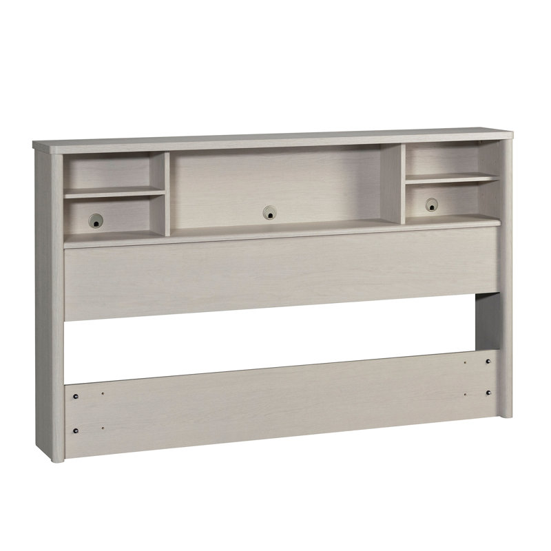 Engineered Wood Vintage Full/Queen Bookcase Headboard With Spacious Storage Cubby, White, White
