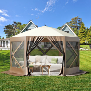 Gazebo Screen Tent，Pop-Up Camping Canopy Shelter Tent With Portable Carry Bag