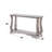 Forsyth Transitional Rectangular Sofa Table with Bottom Shelf in Antique Silver & Clear Glass