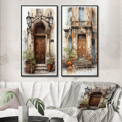 " France Lyon Old Town Door " 2 - Pieces