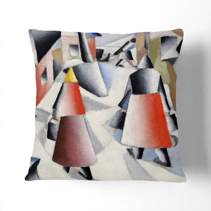 Village After Snowstorm Scatter Cushion, 40cm H x 40cm W x 15cm D, White