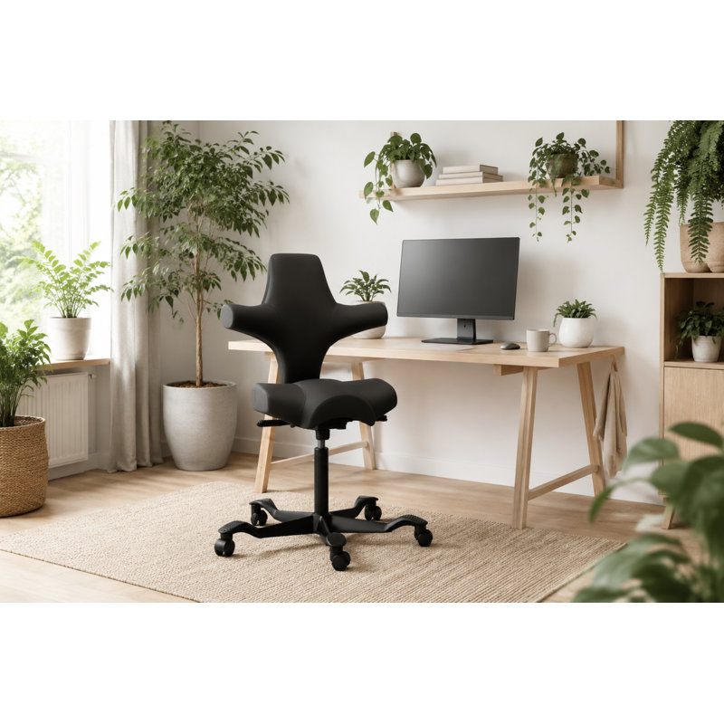 HÅG Capisco Adjustable Sit-to-Stand Height Chair, Black, Sit-to-Stand, Black Onyx 