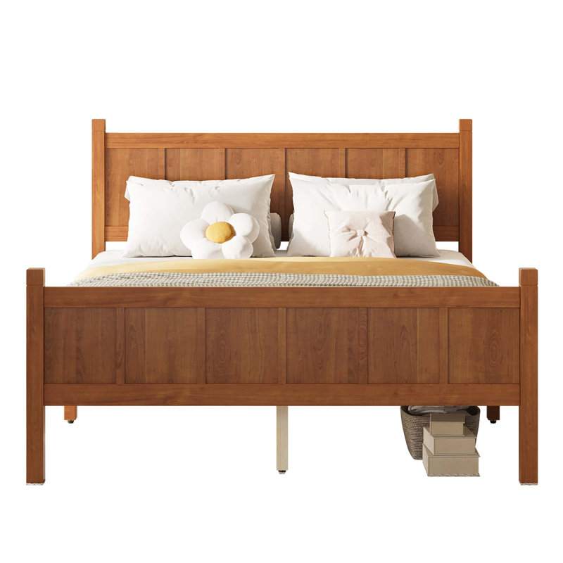 Lit plateforme minimaliste avec style maison de campagne style Shaker, Full, Noyer