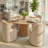 4 - Person Dining Table Sets With 52'' Solid Round Table & 4 Upholstered Chenille Swivel Chairs-1920671257-1945192704