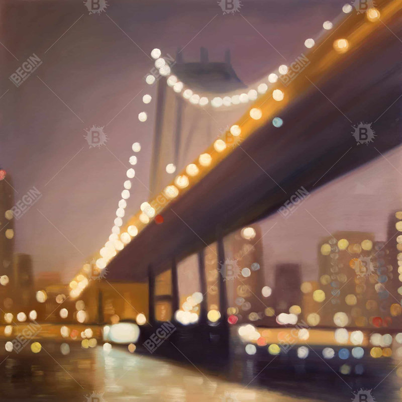 New-york at night - 26"x26" Throw pillow cover - Poly twill - Print on demand