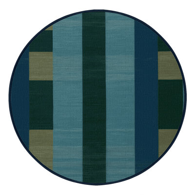 Machine Washable Checkered Blue Area Rug