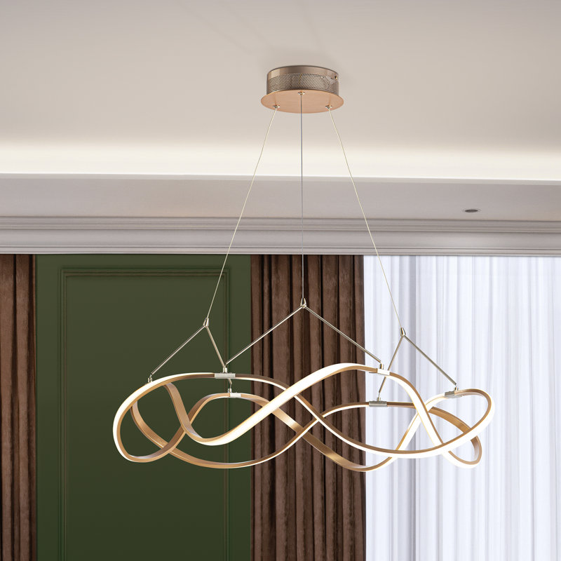 Ameer 1 - Light LED Unique/Statement Pendant, Gold, 25.2cm H x 65.2cm W x 65.2cm D