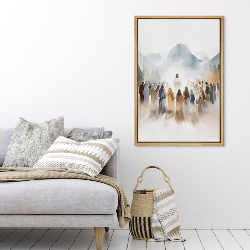 «Jesus and Disciples», reproduction d'art sur toile - Décoration religieuse inspirante pour le couloir ou le salon, Naturel