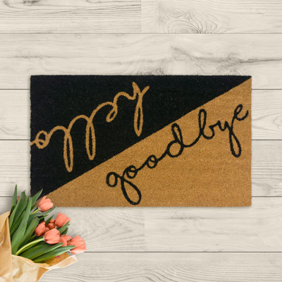 Fußmatte Cocoprint Colori - Natürliche Kokosmatte bedruckt Hello Goodbye 45 x 75 cm
