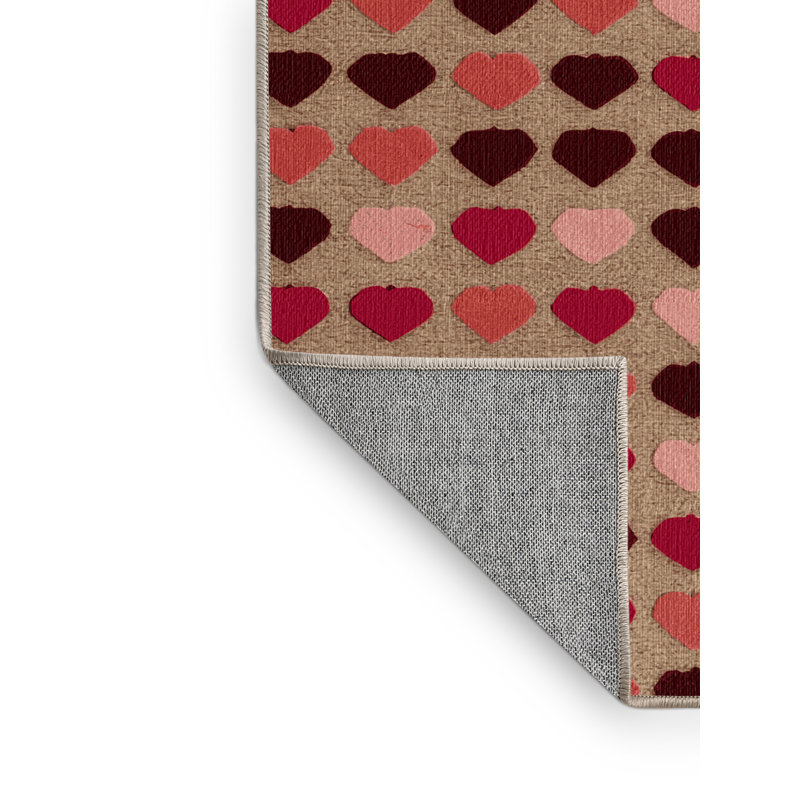Washable Heart Motifs Farm Area Rug, Rectangle 8' x 10'