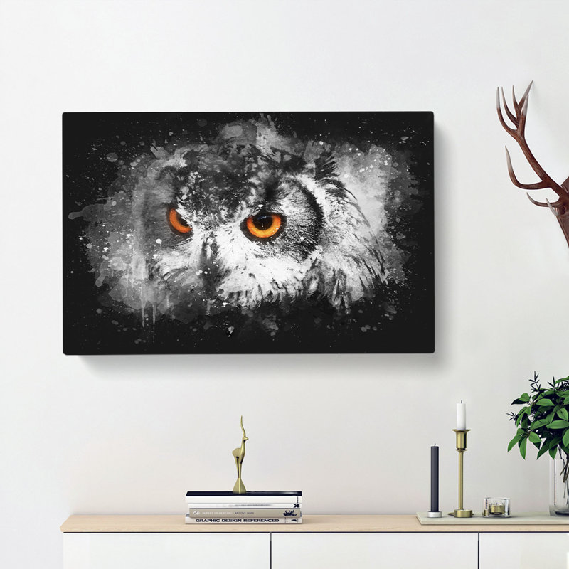 Orange Eyed Owl - Wrapped Canvas Print, 35cm H x 50cm W x 3cm D