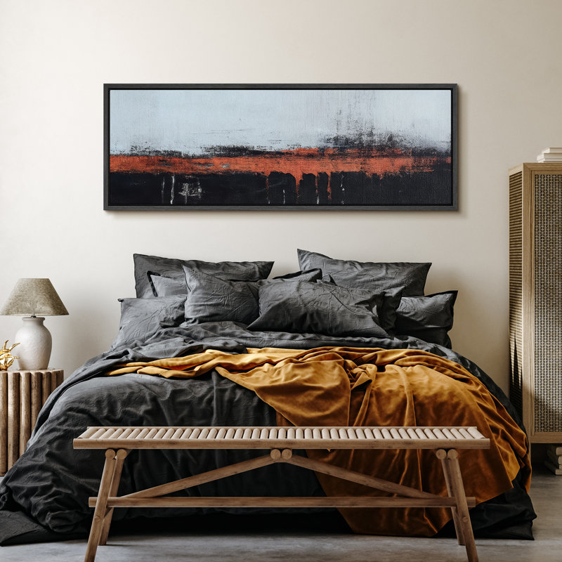 Grande impression sur toile encadrée, reproduction abstraite pour décoration intérieure moderne, H 20 po x l 60 po, Noir