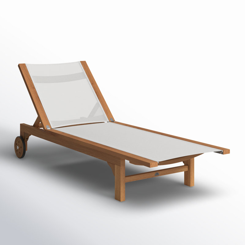 Montauk Sun-lounger Reclining Teak Chaise Lounge, White