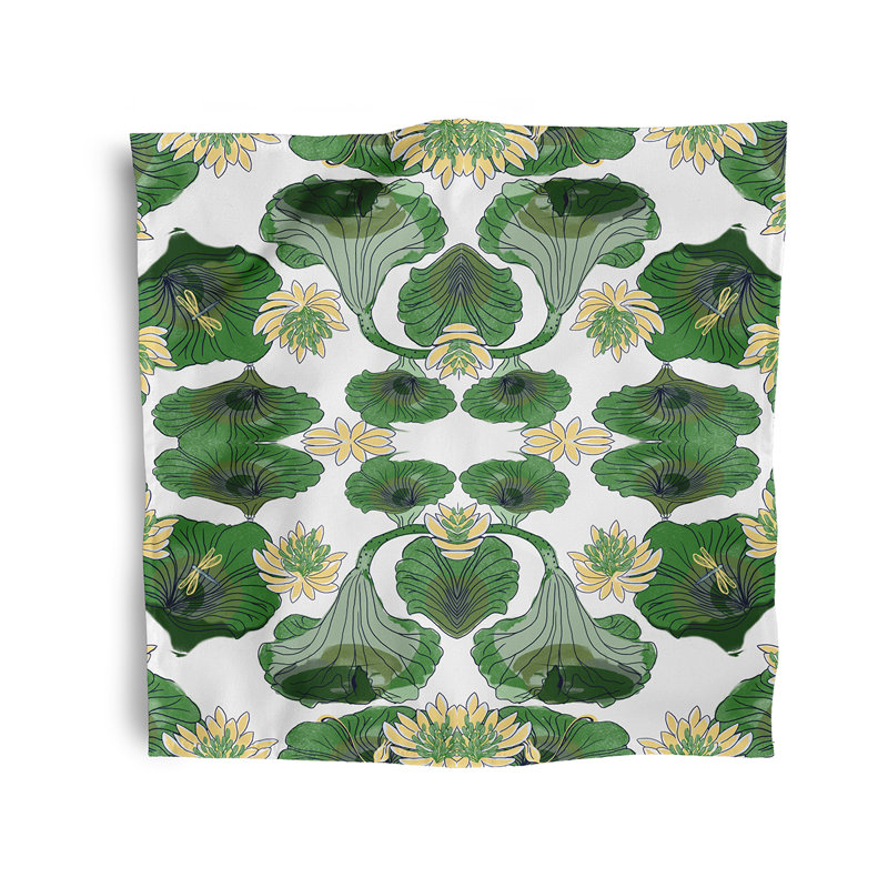 Chanley Polyester Floral Square Napkin, Green