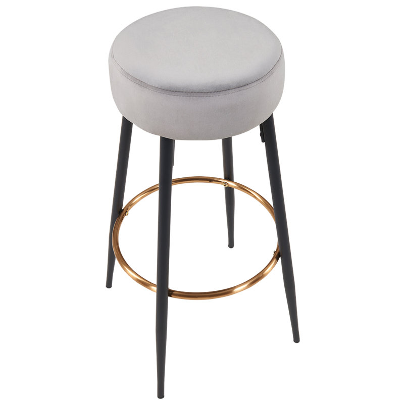 Tiana Upholstered Counter Stool with Metal Frame, Grey