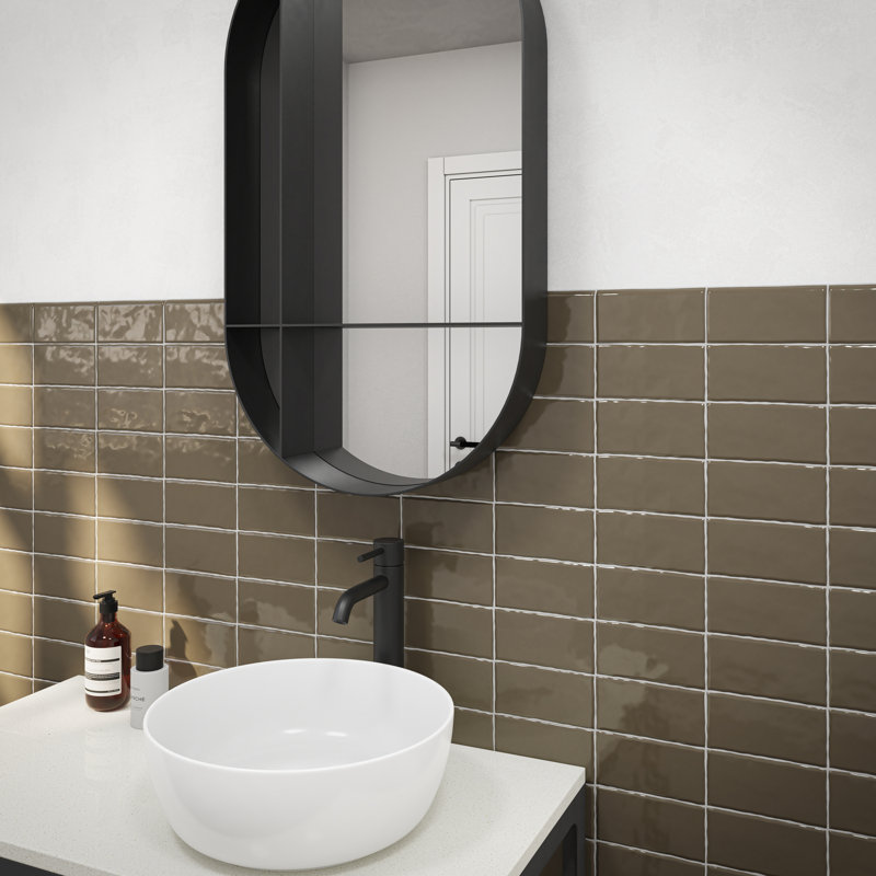 Artigiano 6" x 3" Ceramic Bullnose Tile Trim, Venice Statue