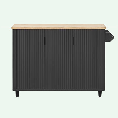 Fluted Kitchen Island with Drop Leaf by Ophelia & Co.