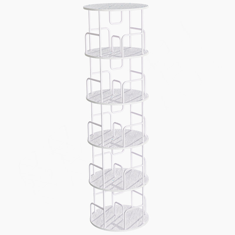 Tour à bibliothèque pivotante à 360 degrés à 5 niveaux avec conception peu encombrante et fonctionnalité de plateau tournant lisse pour l'organisation à la maison.