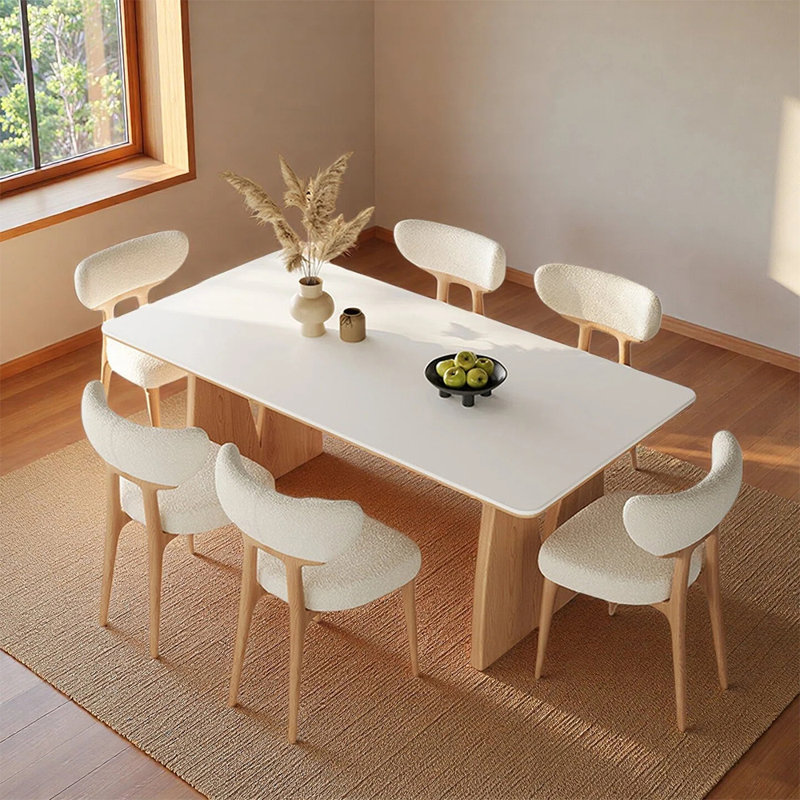 Ensembles de table de salle à manger simples et tendance, 7 pièces : table, 6 chaises, 29.52" H x 55.11" W x 31.49" D