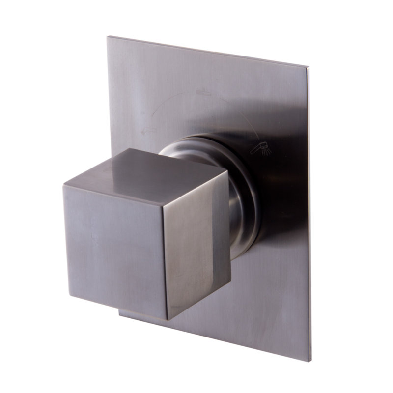 Inverseur de douche carré 3 voies, Nickel brossé