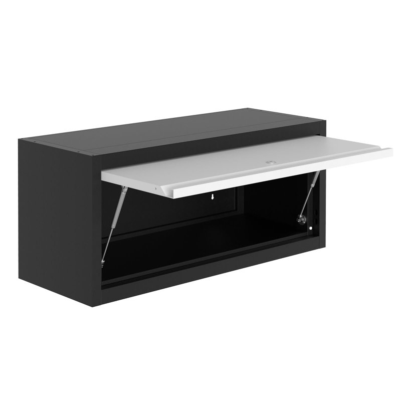 Wall Mount Tool Cabinet - Cold Rolled Steel w/Goose Neck Flip Door & Hydraulic Rods | 0.6mm Thick 13.8"x30.3"x11.8" | Garage & Workshop Storage for Kitchen, Office, Bedroom