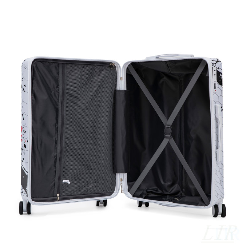 Valise à roulettes 28 pouces pour PC, valise de transport avec motif imprimé et serrure à combinaison pour un voyage en toute sécurité
