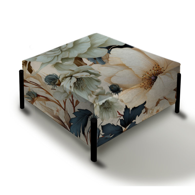 Autumn Boho Chic Poppy Blooms - Grand repose-pieds carré floral