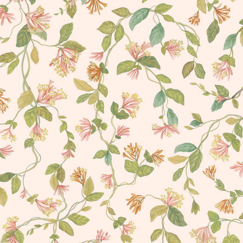 Flora Floral Matte Wallpaper Roll, Pink/Orange