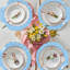 Ensemble de 6 assiettes de présentation coquillages festonnés 13 po - bleu