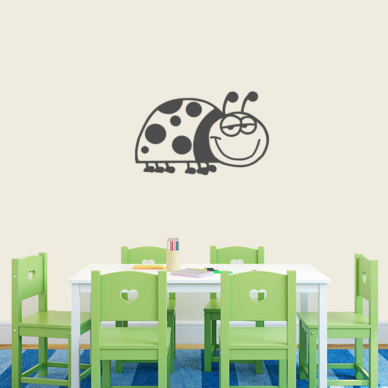 Décalcomanie murale dessin de coccinelle, Gris foncé