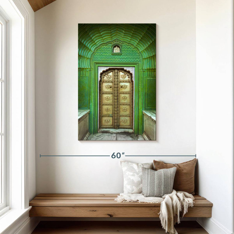 Porte indienne ornée, H 45 po x l 30 po