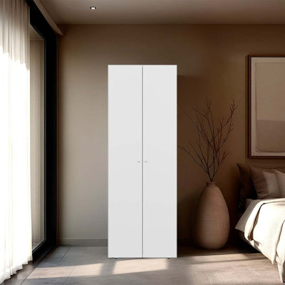 White 2-Door Tall Wardrobe Cabinet
