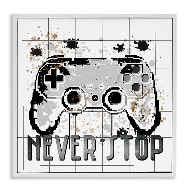 «Never Stop Pixel Gamer», estampe numérique, conception de Kim Allen, H 12 po x l 12 po