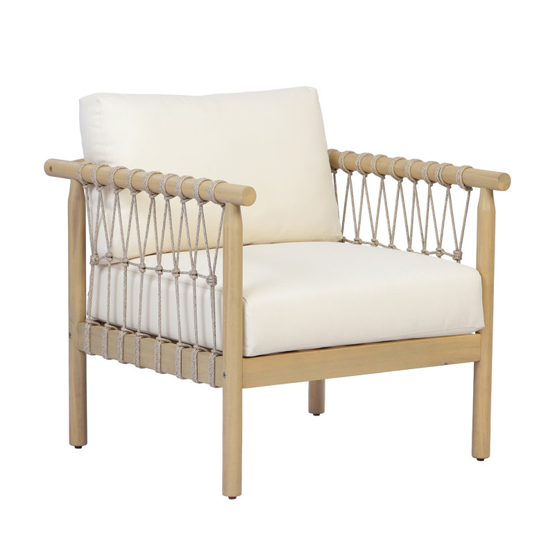Fauteuil club en bois d'acacia, Teck clair