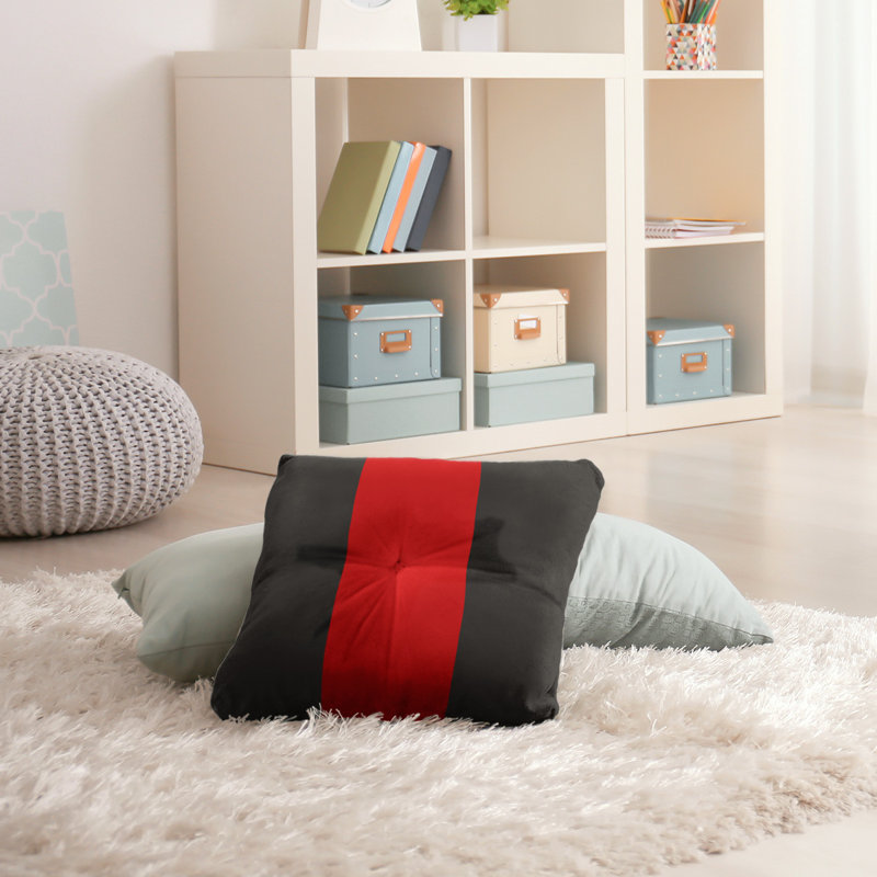  Coussin de sol touffeté, 26 po x 26 po, Étain / Rouge