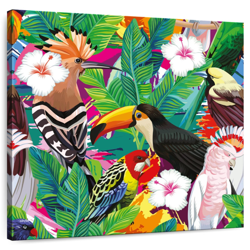 Crowle Tropical Leaves And Birds, H 33 po x l 33 po