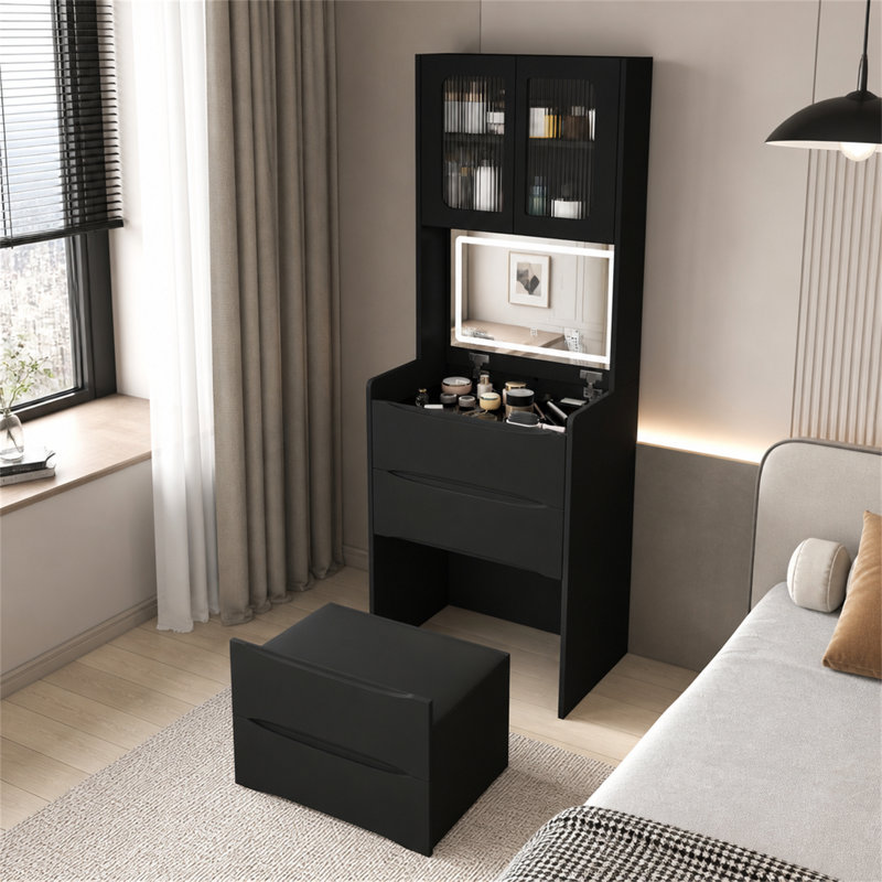 Vanity with Mirror and Seat