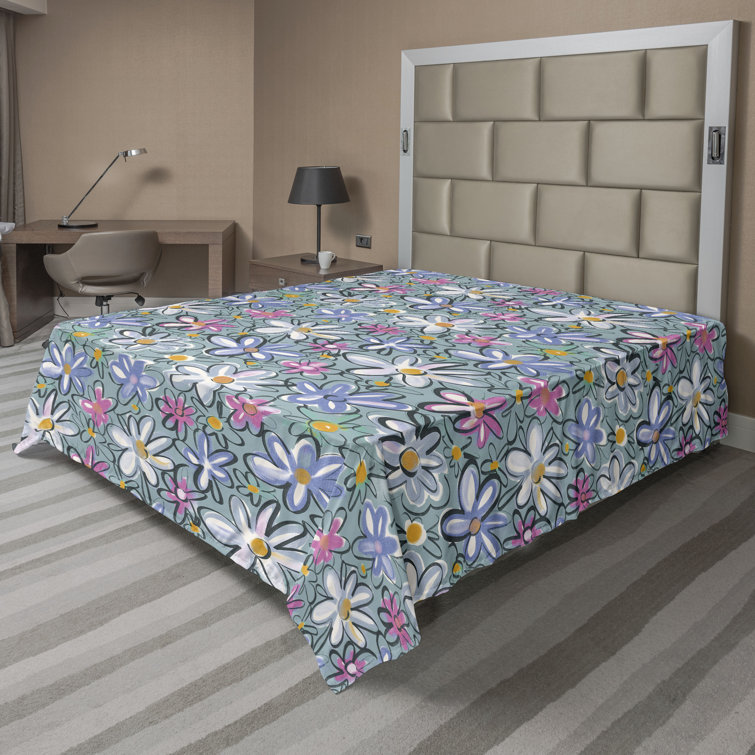 Drap plat à motif floral bohème Ambesonne