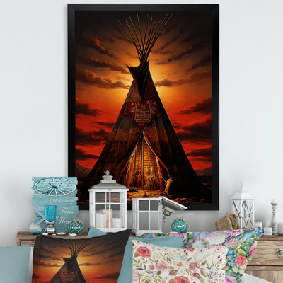 Tipi orange natif embrassant la tradition III - impression
