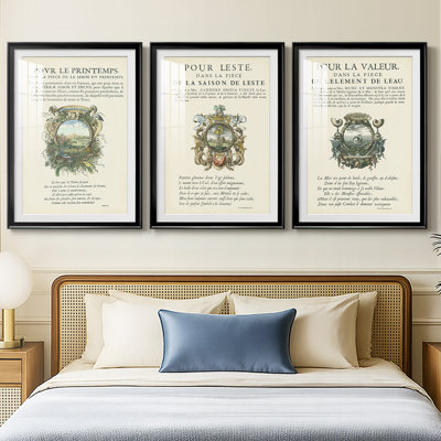 Printed Embellished Bookplate V  -Custom Framed  Premium Print W Matt - 3 Pieces