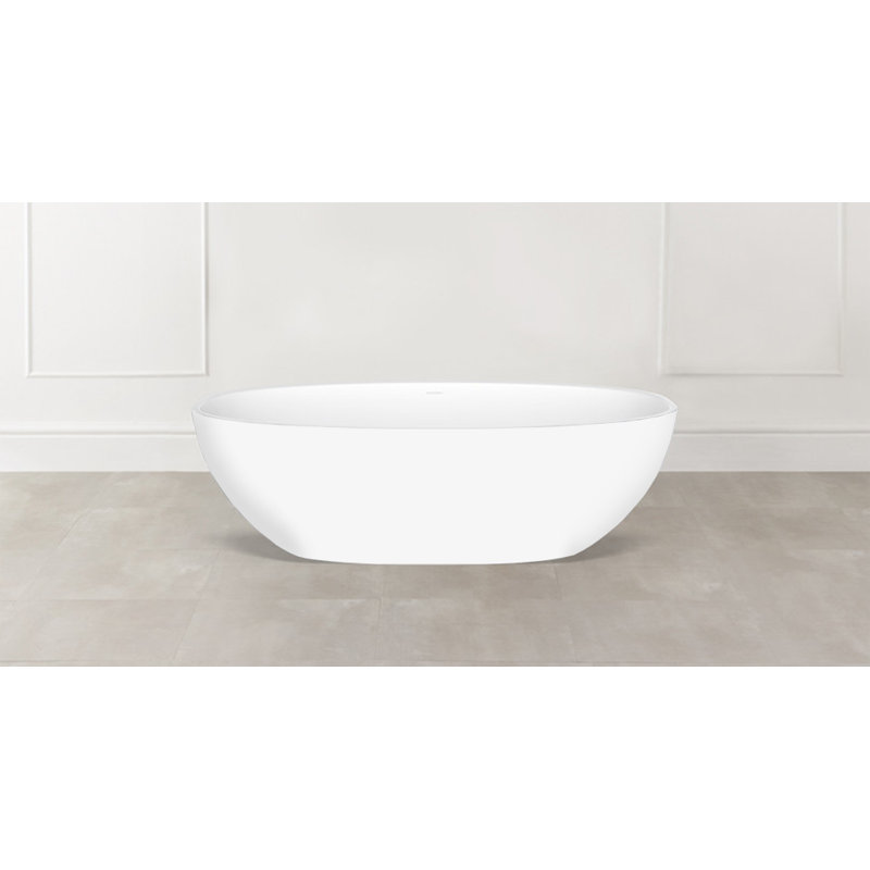 Barcelona Painted 66-7/8" x 31-3/4" Freestanding Soaking Bathtub in Volcanic Limestone with Overflow Hole