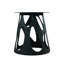 Table de cuisine ronde en pierre frittée de 53 po, blanche avec base en fer noir, pour percer la table pour 6 personnes, taches de nourriture