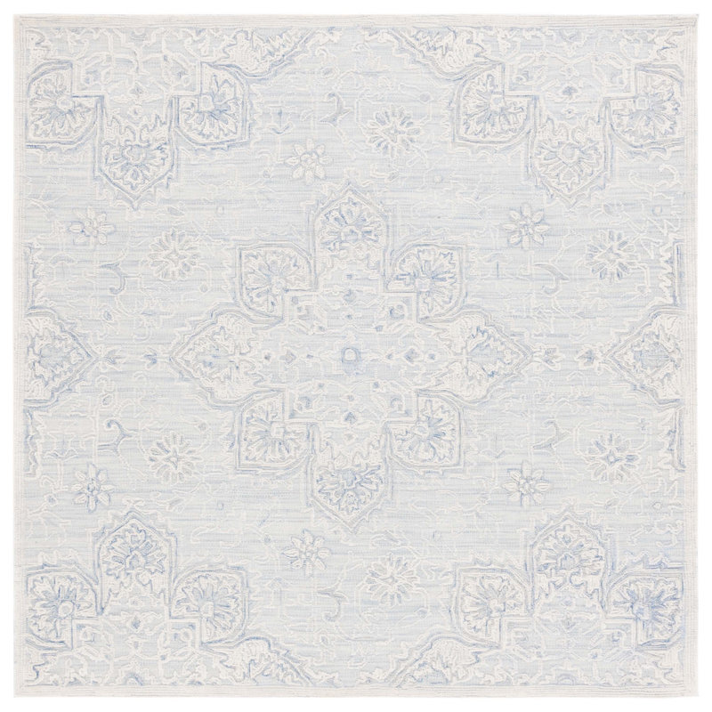 Lafave Oriental Wool and Cotton Floral Rug , Square 6'