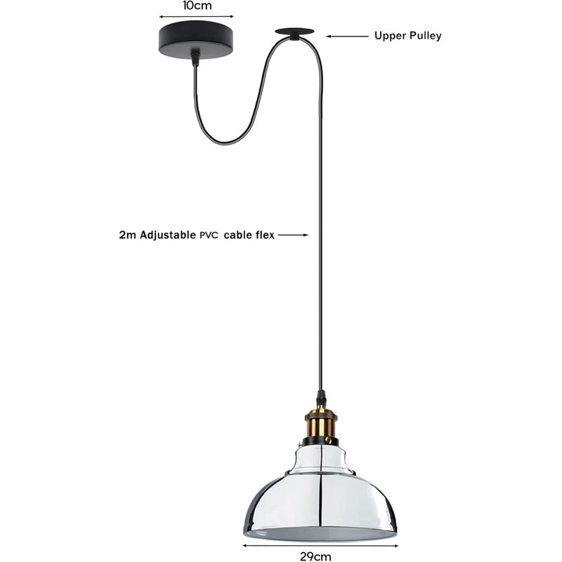 1 - Light Dome Pendant, Chrome