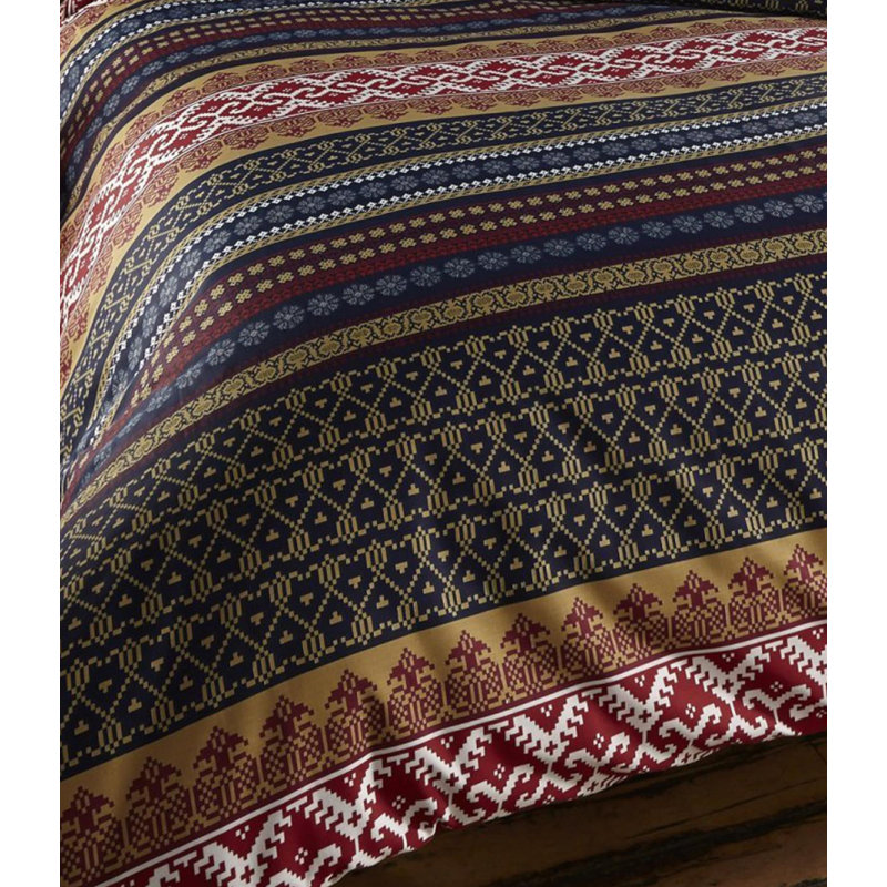 Canton Red/Green/Blue/Gold 64 TC Reversible Duvet Cover Set, Super King Duvet Cover + 2 Standard Pillowcases