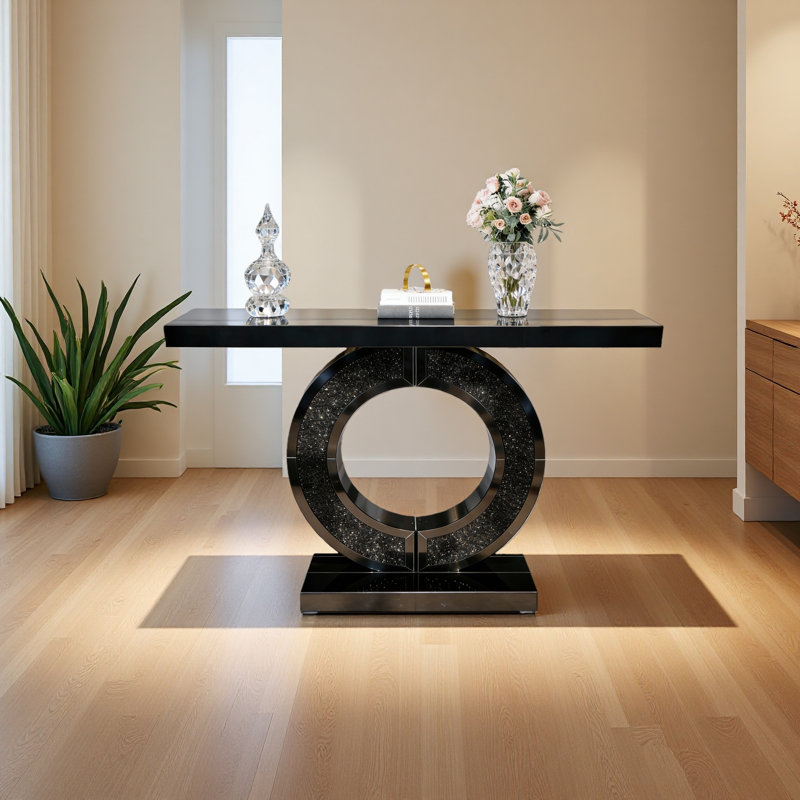 Console en O avec miroir, Noir
