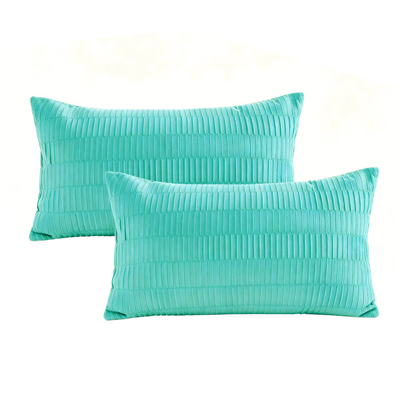 Pleated Velvet Lumbar Pillow Covers, North Sea