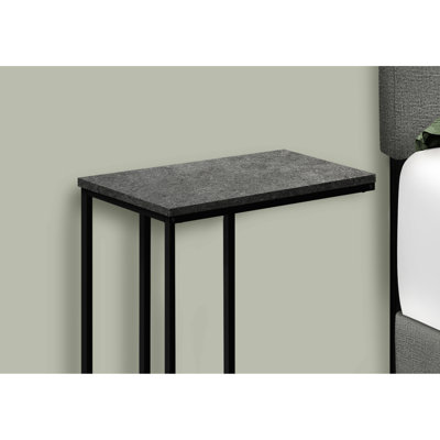 Table de bout de salon - Stratifié gris, collation métallique noire stable en stratifié qui se range sous les meubles