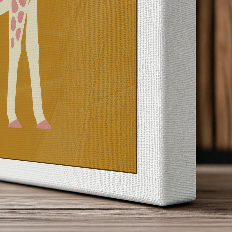 Geometric Giraffe Mid-Century 1 Piece Wrapped Canvas Wall Art, 30x20 - 76.2 x 50.8 cm, White Border