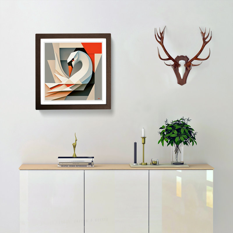 Swan Suprematism No.1 - Framed Print, Walnut